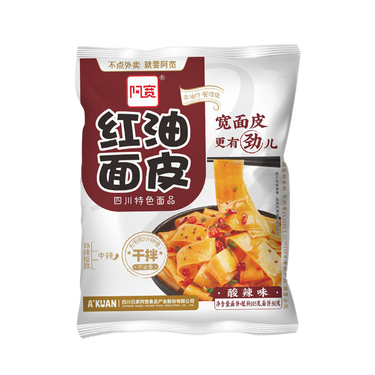 BAI JIA A-Kuan Broad Noodle (Bag) - Sour & Hot 115g