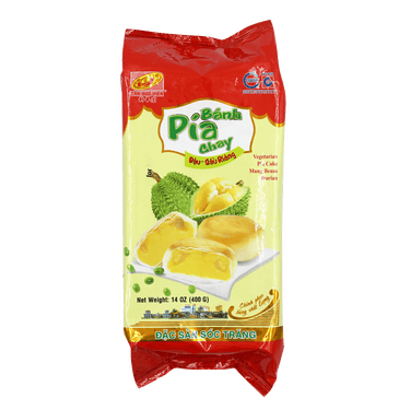 Tan Hue Vien Durian & Mungbean Vegetarian Pia Cake 400g (Banh Pia) (Frozen)